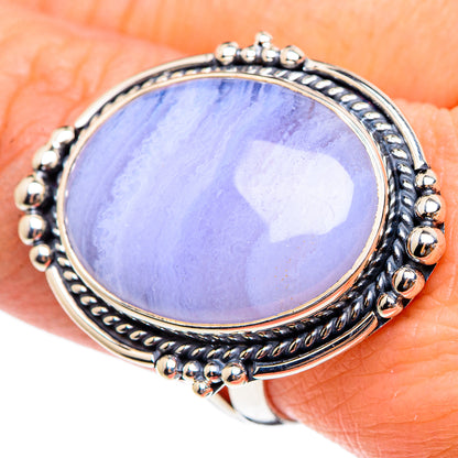 Blue Lace Agate Rings handcrafted by Ana Silver Co - RING95455