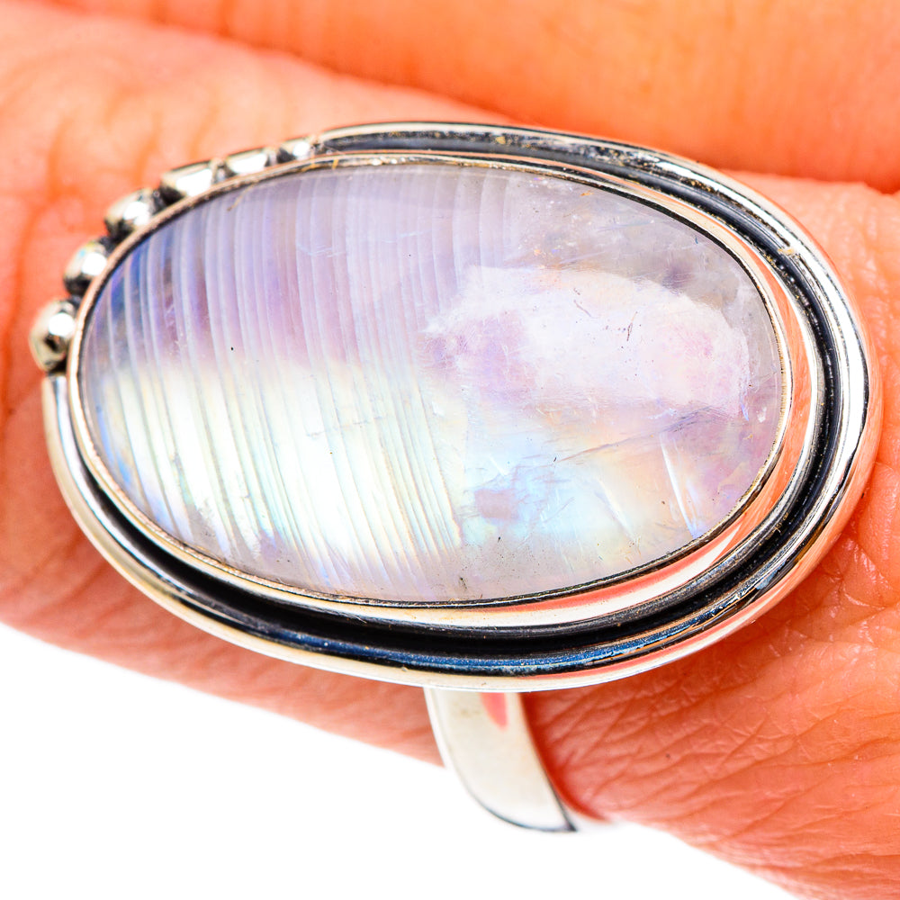 Rainbow Moonstone Rings handcrafted by Ana Silver Co - RING95492