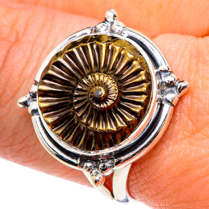 Pyrite Fossil Rings handcrafted by Ana Silver Co - RING95571
