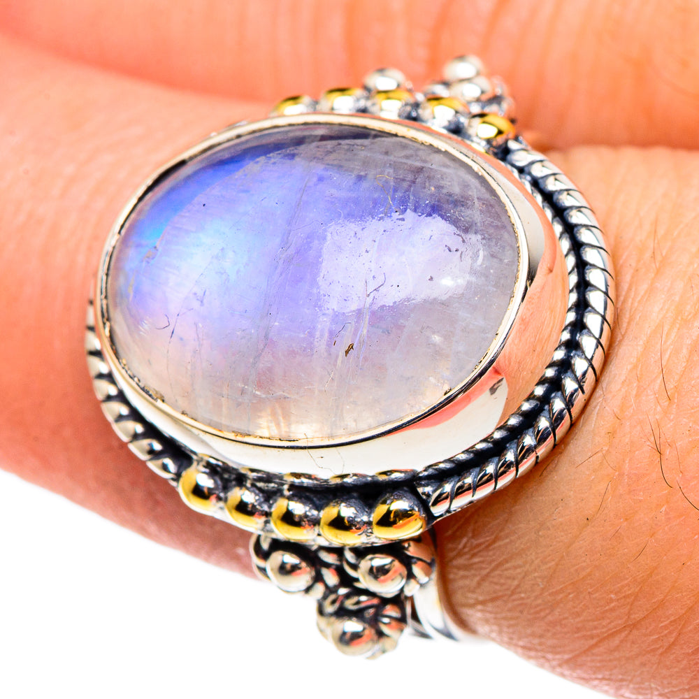 Rainbow Moonstone Rings handcrafted by Ana Silver Co - RING95594