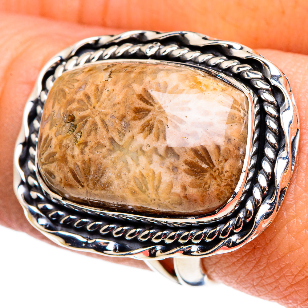 Fossil Coral Rings handcrafted by Ana Silver Co - RING95609