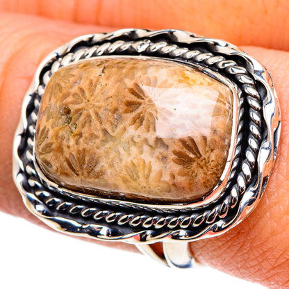 Fossil Coral Rings handcrafted by Ana Silver Co - RING95609