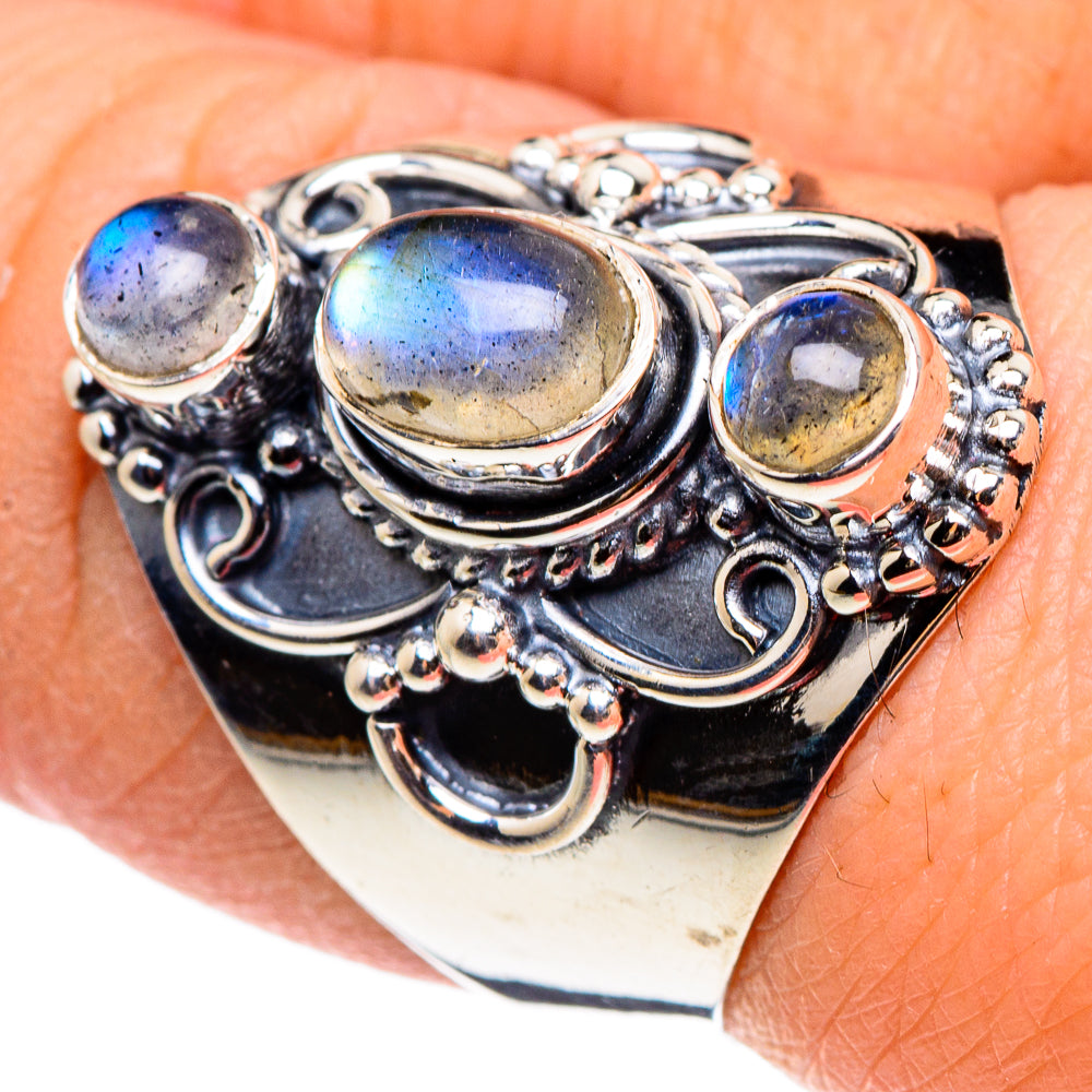 Rainbow Moonstone Rings handcrafted by Ana Silver Co - RING95649