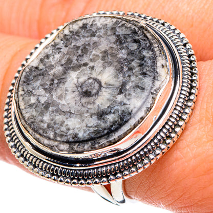 Goniatite Fossil Rings handcrafted by Ana Silver Co - RING95683
