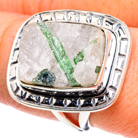 Green Tourmaline In Quartz Rings handcrafted by Ana Silver Co - RING95686