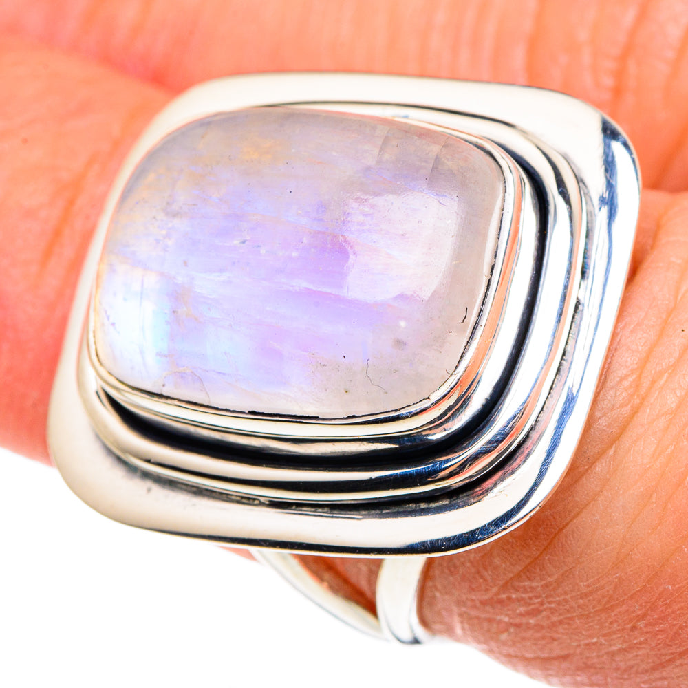 Rainbow Moonstone Rings handcrafted by Ana Silver Co - RING95783
