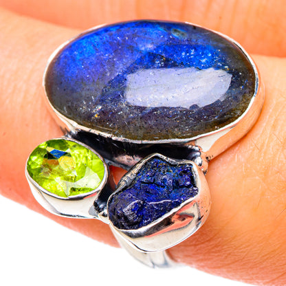 Labradorite, Lapis Lazuli, Peridot Rings handcrafted by Ana Silver Co - RING95829