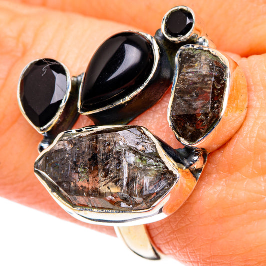 Herkimer Diamond, Black Onyx Rings handcrafted by Ana Silver Co - RING95842