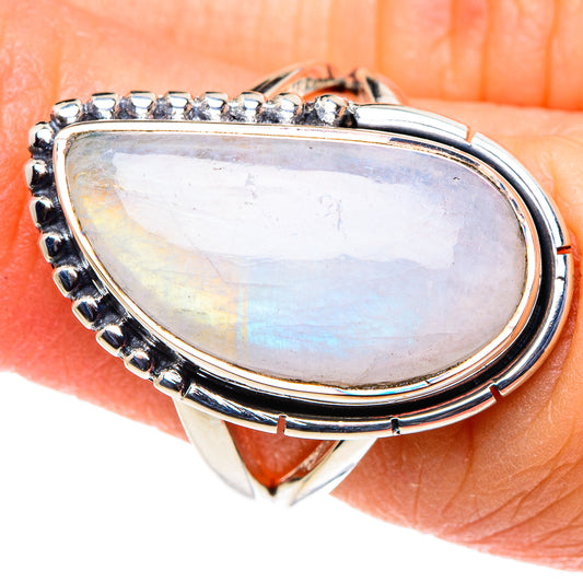 Rainbow Moonstone Rings handcrafted by Ana Silver Co - RING95843