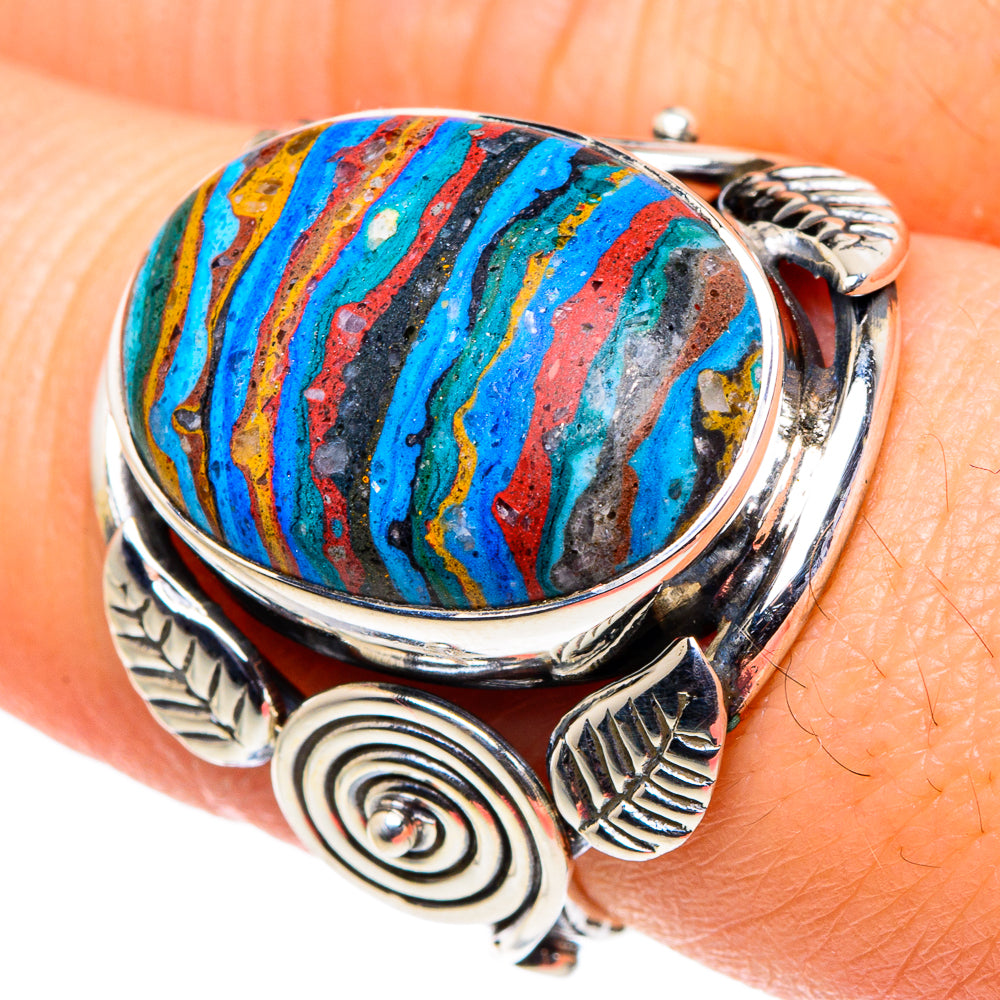 Rainbow Calsilica Rings handcrafted by Ana Silver Co - RING95845