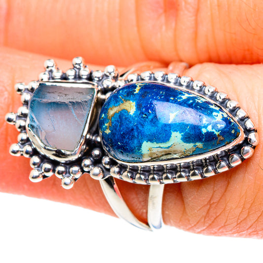 Azurite, Aquamarine Rings handcrafted by Ana Silver Co - RING95857
