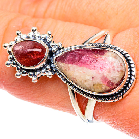 Thulite, Pink Tourmaline Rings handcrafted by Ana Silver Co - RING95886