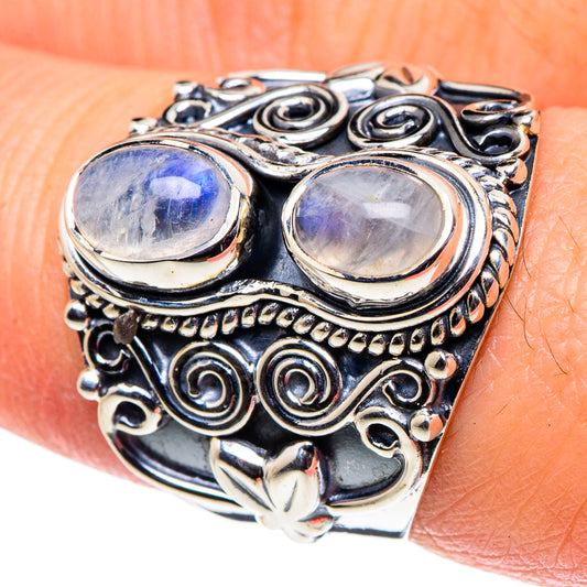 Rainbow Moonstone Rings handcrafted by Ana Silver Co - RING95889