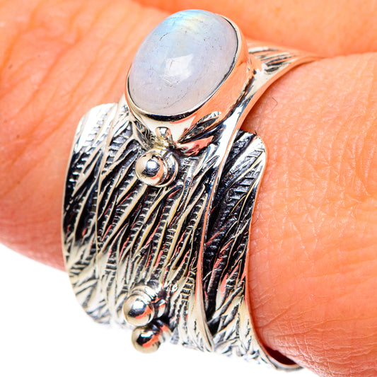 Rainbow Moonstone Rings handcrafted by Ana Silver Co - RING95890