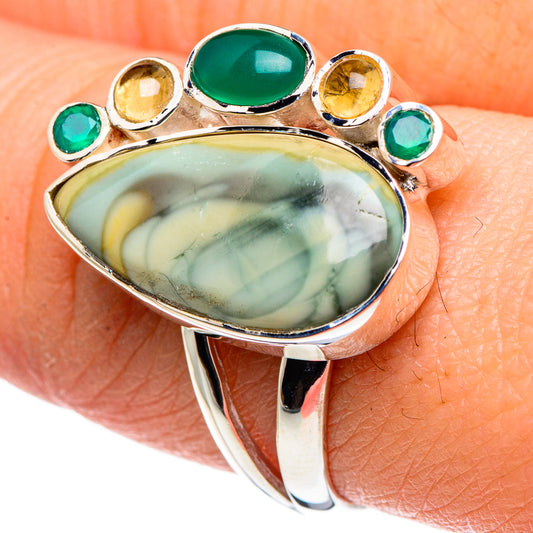 Willow Creek Jasper, Green Onyx, Citrine Rings handcrafted by Ana Silver Co - RING95900