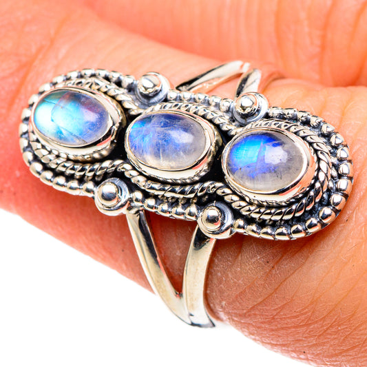 Rainbow Moonstone Rings handcrafted by Ana Silver Co - RING95908