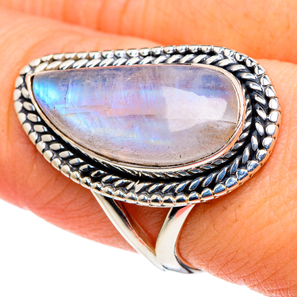 Rainbow Moonstone Rings handcrafted by Ana Silver Co - RING95921