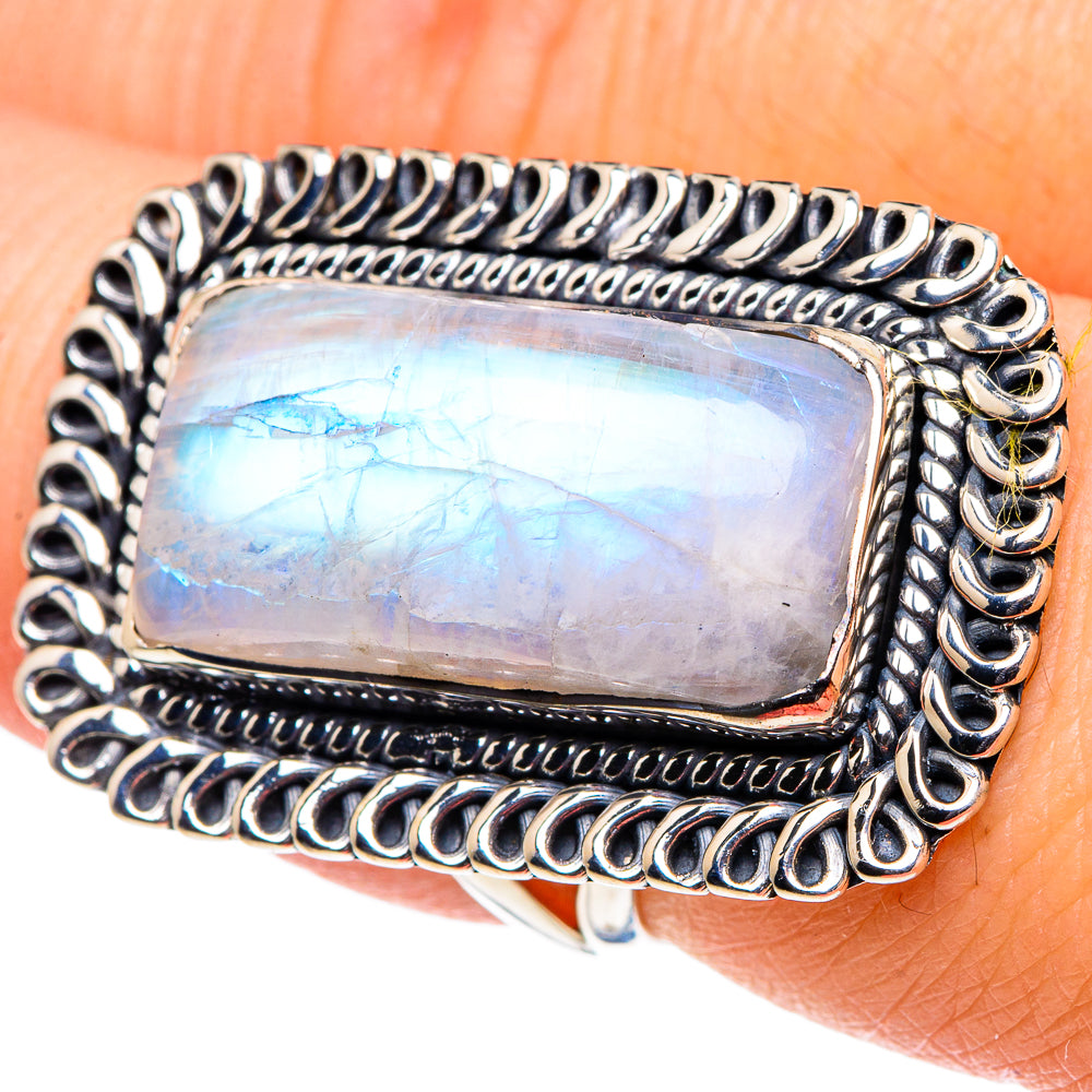 Rainbow Moonstone Rings handcrafted by Ana Silver Co - RING95930