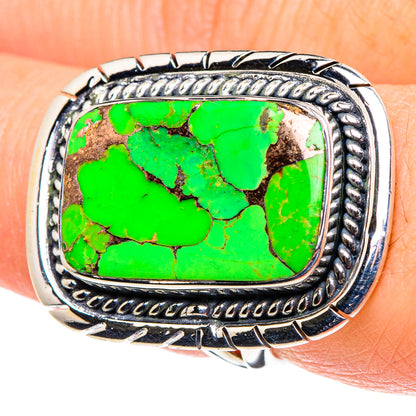 Green Copper Composite Turquoise Rings handcrafted by Ana Silver Co - RING95954
