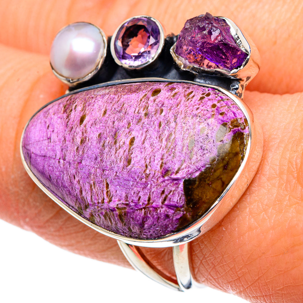 Stichtite, Amethyst, Cultured Pearl Rings handcrafted by Ana Silver Co - RING95975
