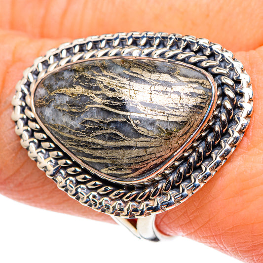 Pyrite Agate Rings handcrafted by Ana Silver Co - RING95976