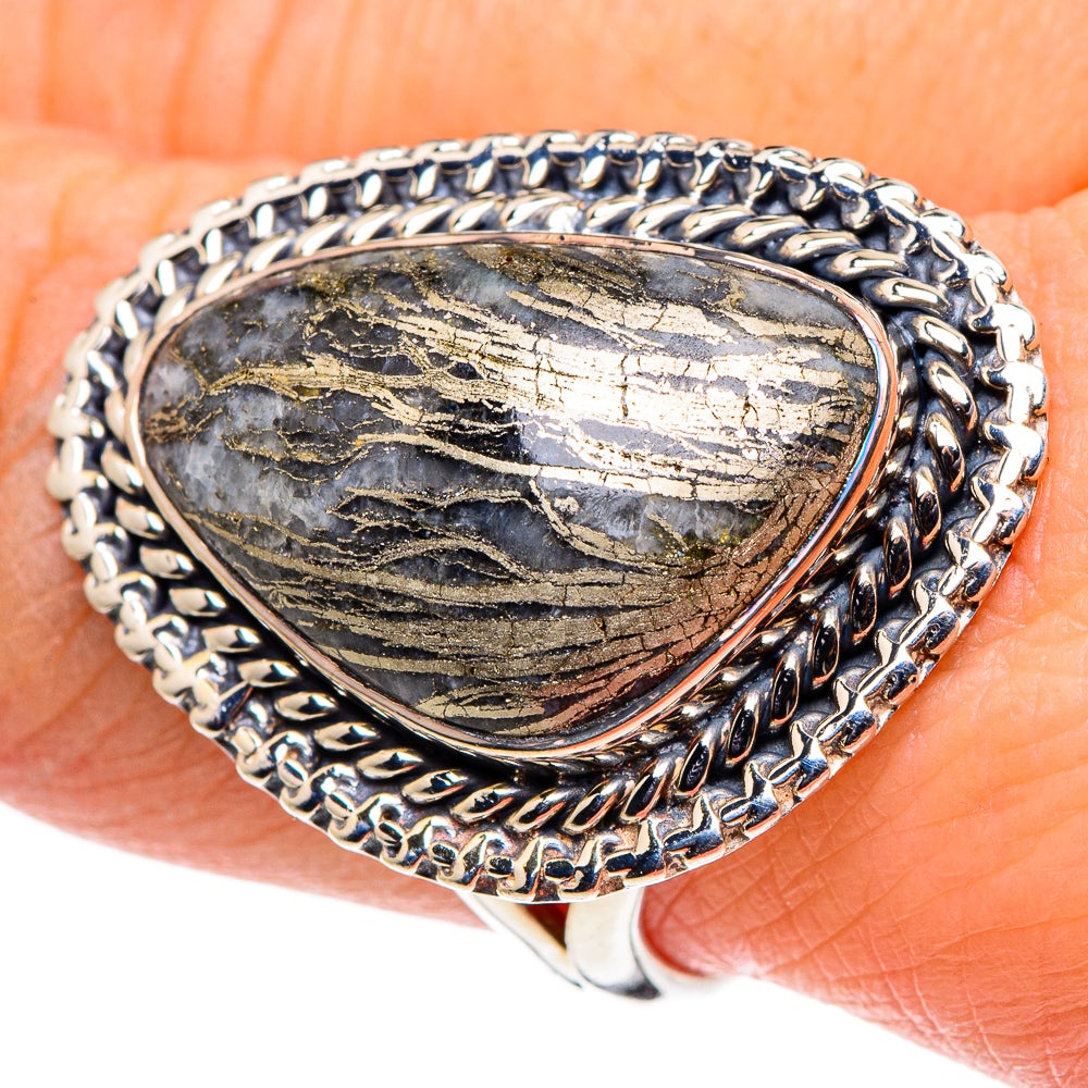 Pyrite Agate Rings handcrafted by Ana Silver Co - RING95976