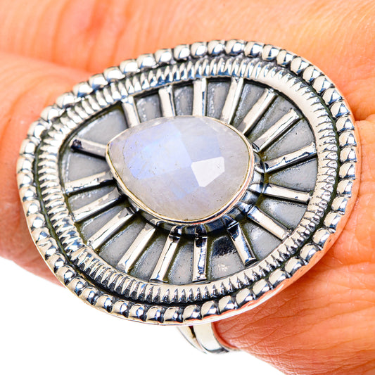 Rainbow Moonstone Rings handcrafted by Ana Silver Co - RING95983