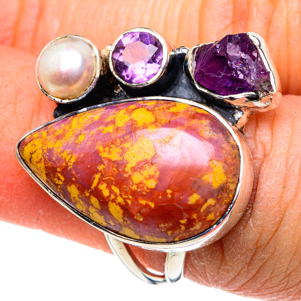 Mookaite, Amethyst, Cultured Pearl Rings handcrafted by Ana Silver Co - RING95985