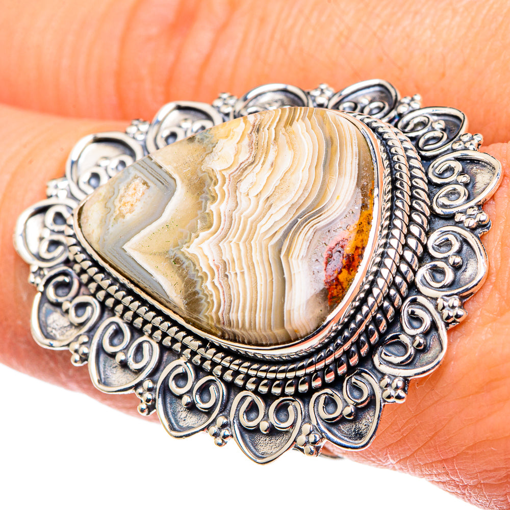Laguna Lace Agate Rings handcrafted by Ana Silver Co - RING96062