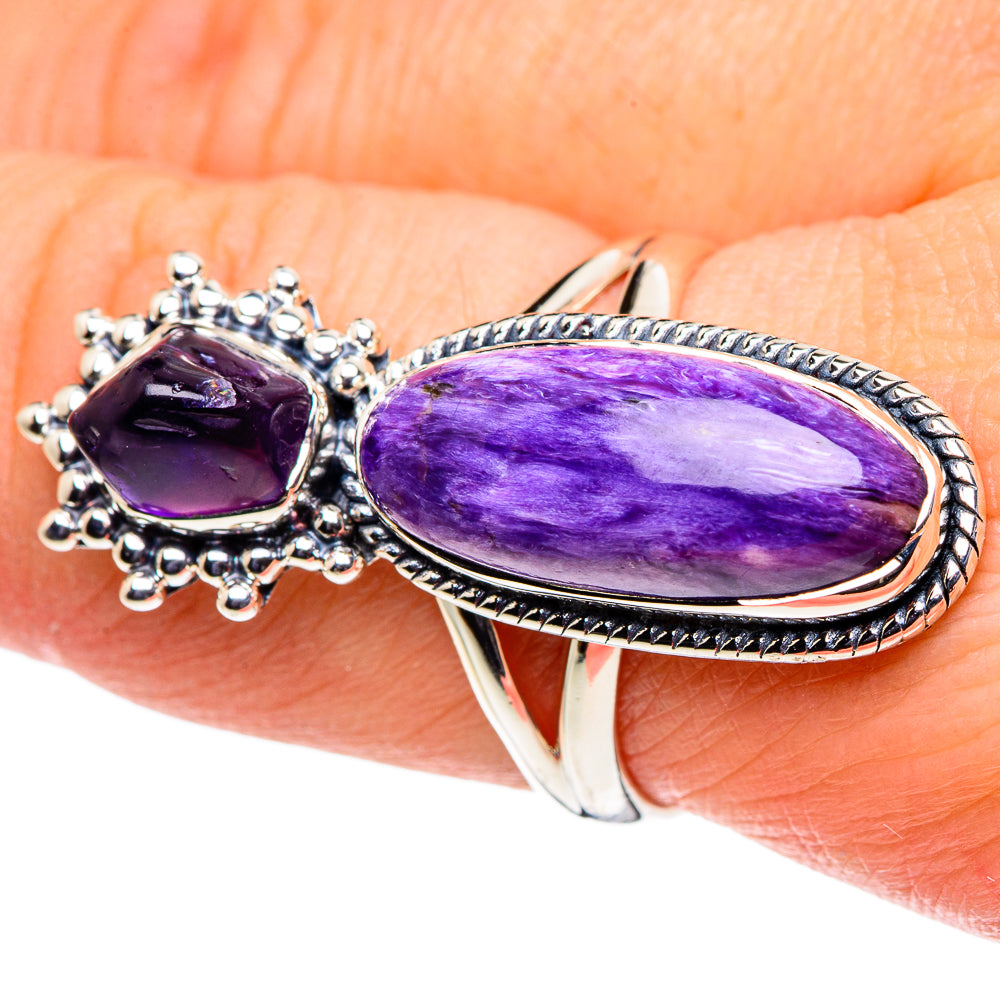 Charoite, Amethyst Rings handcrafted by Ana Silver Co - RING96099