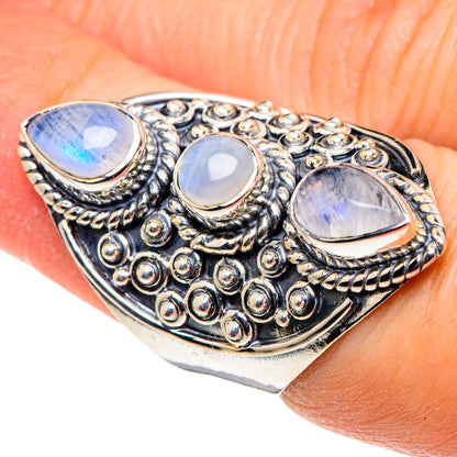 Rainbow Moonstone Rings handcrafted by Ana Silver Co - RING96103