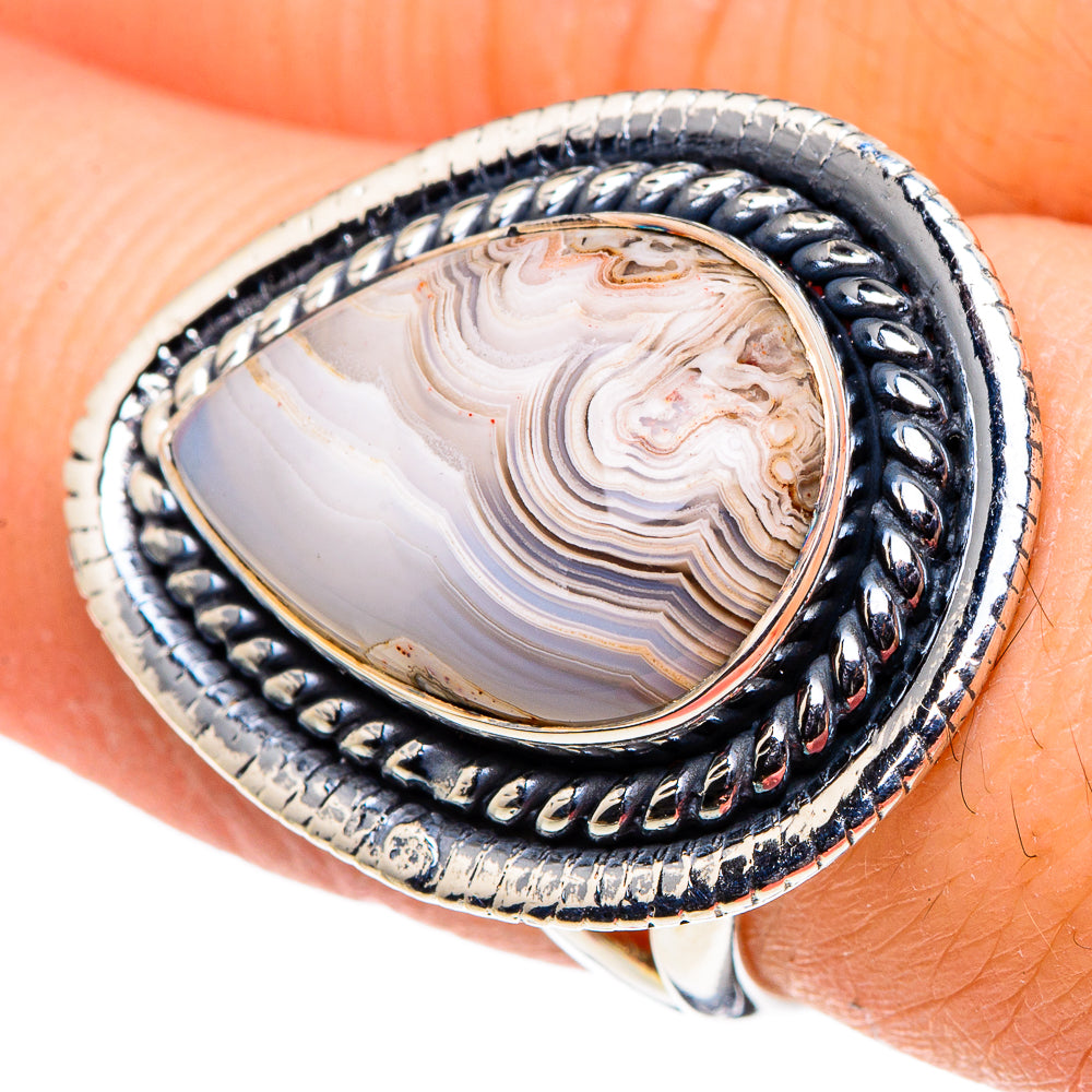 Laguna Lace Agate Rings handcrafted by Ana Silver Co - RING96105