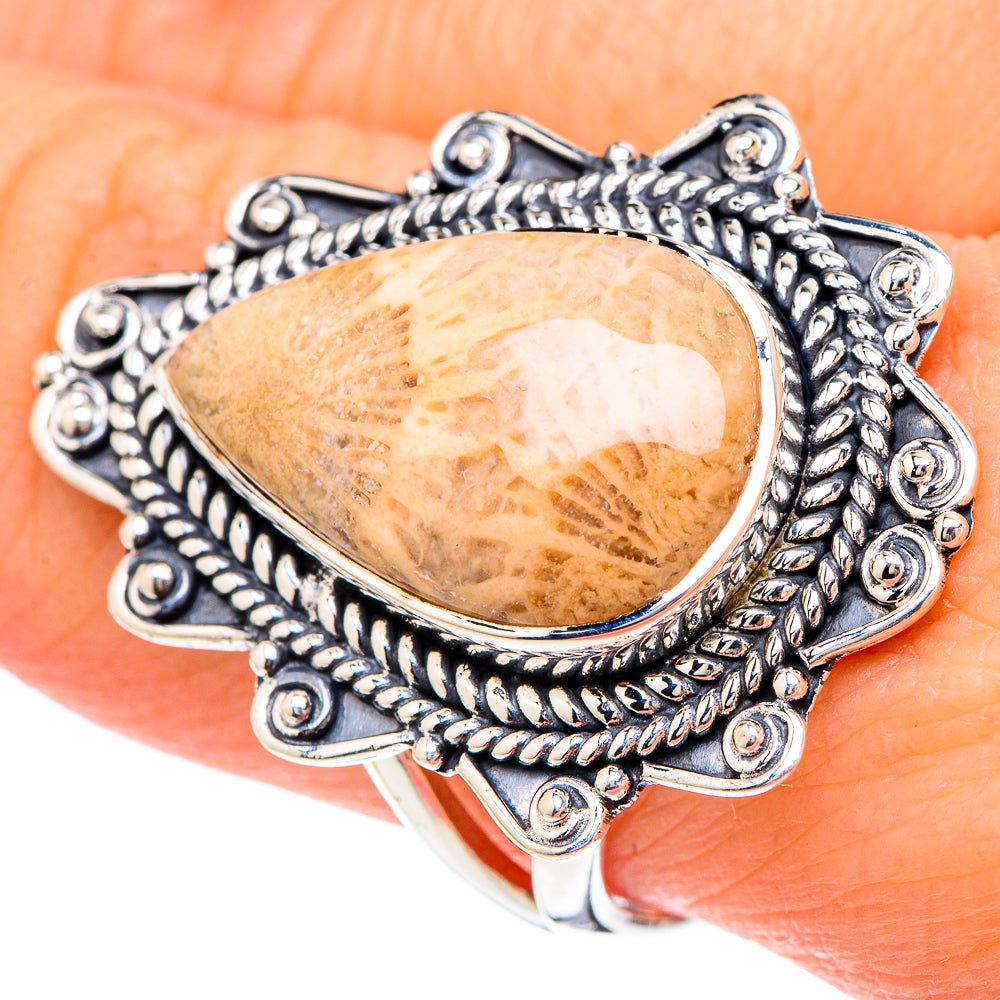 Fossil Coral Rings handcrafted by Ana Silver Co - RING96155