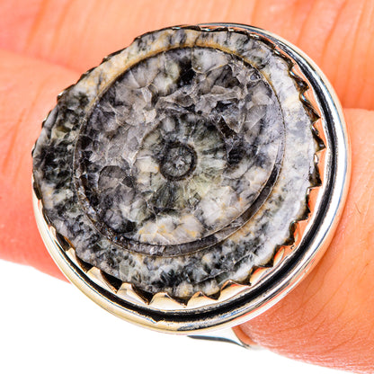 Goniatite Fossil Rings handcrafted by Ana Silver Co - RING96286