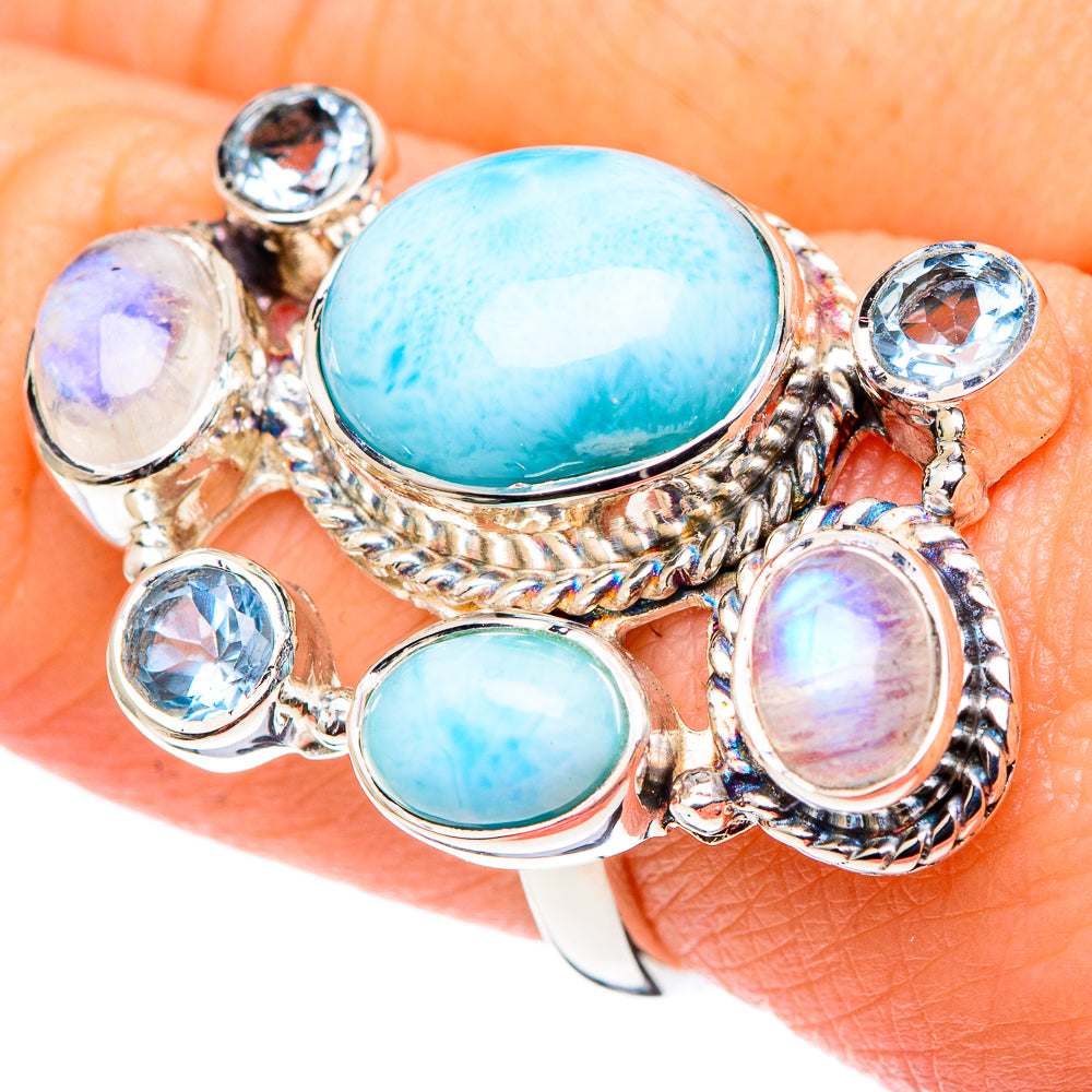 Aquamarine, Larimar, Tanzanite Rings handcrafted by Ana Silver Co - RING96305