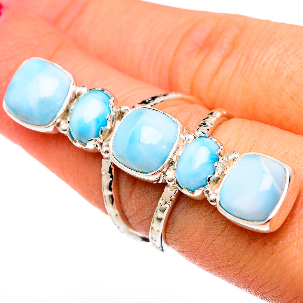 Larimar, Blue Topaz Rings handcrafted by Ana Silver Co - RING96356