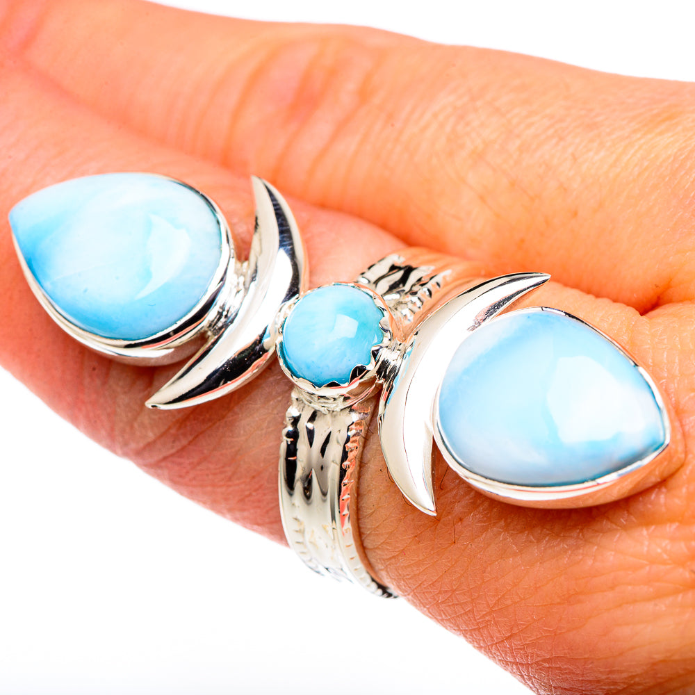 Larimar, Blue Topaz Rings handcrafted by Ana Silver Co - RING96358