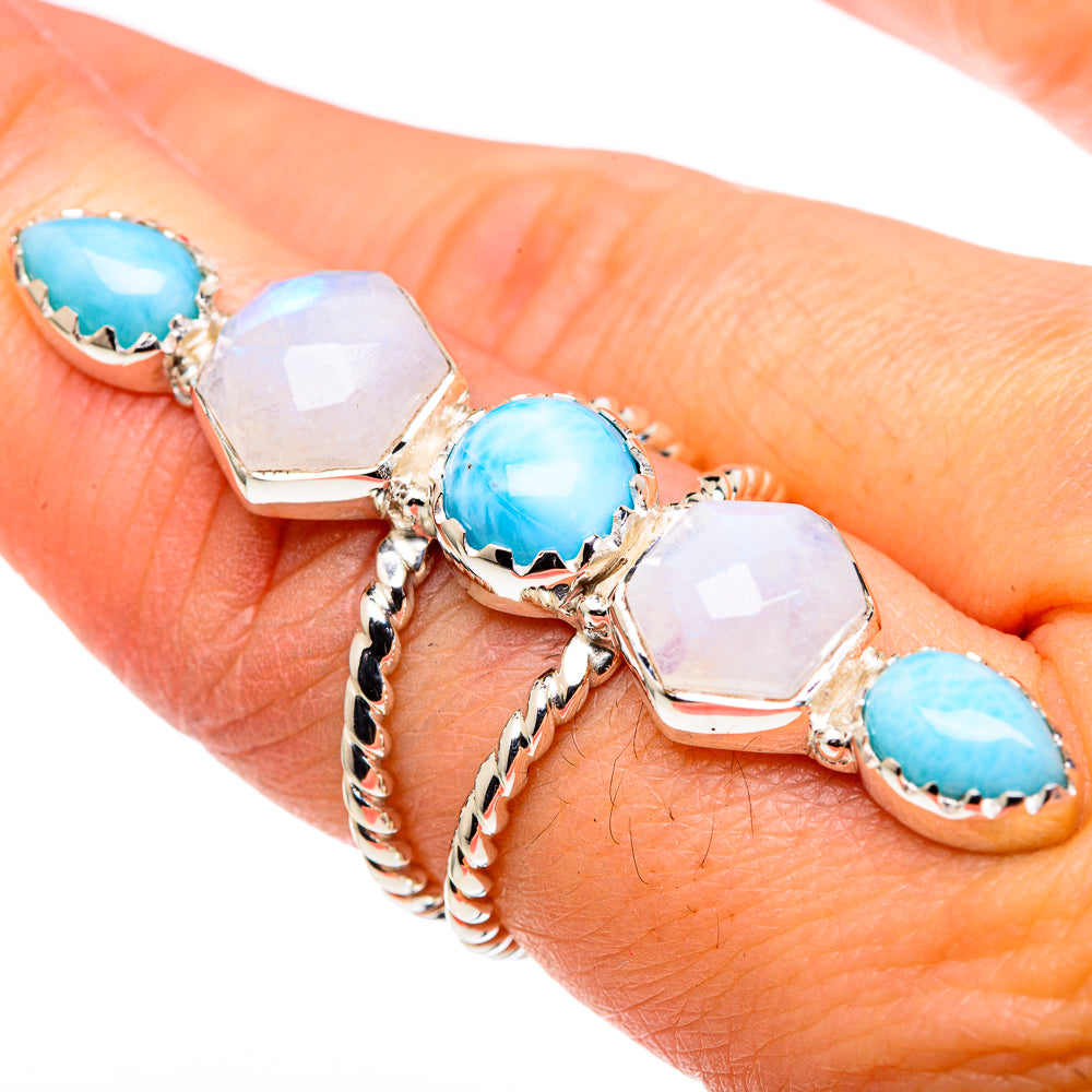 Larimar, London Blue Topaz Rings handcrafted by Ana Silver Co - RING96359
