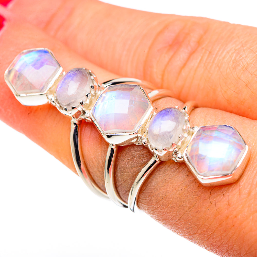Rainbow Moonstone Rings handcrafted by Ana Silver Co - RING96375
