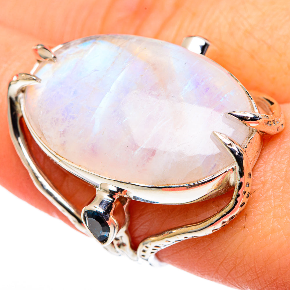 Rainbow Moonstone Rings handcrafted by Ana Silver Co - RING96376