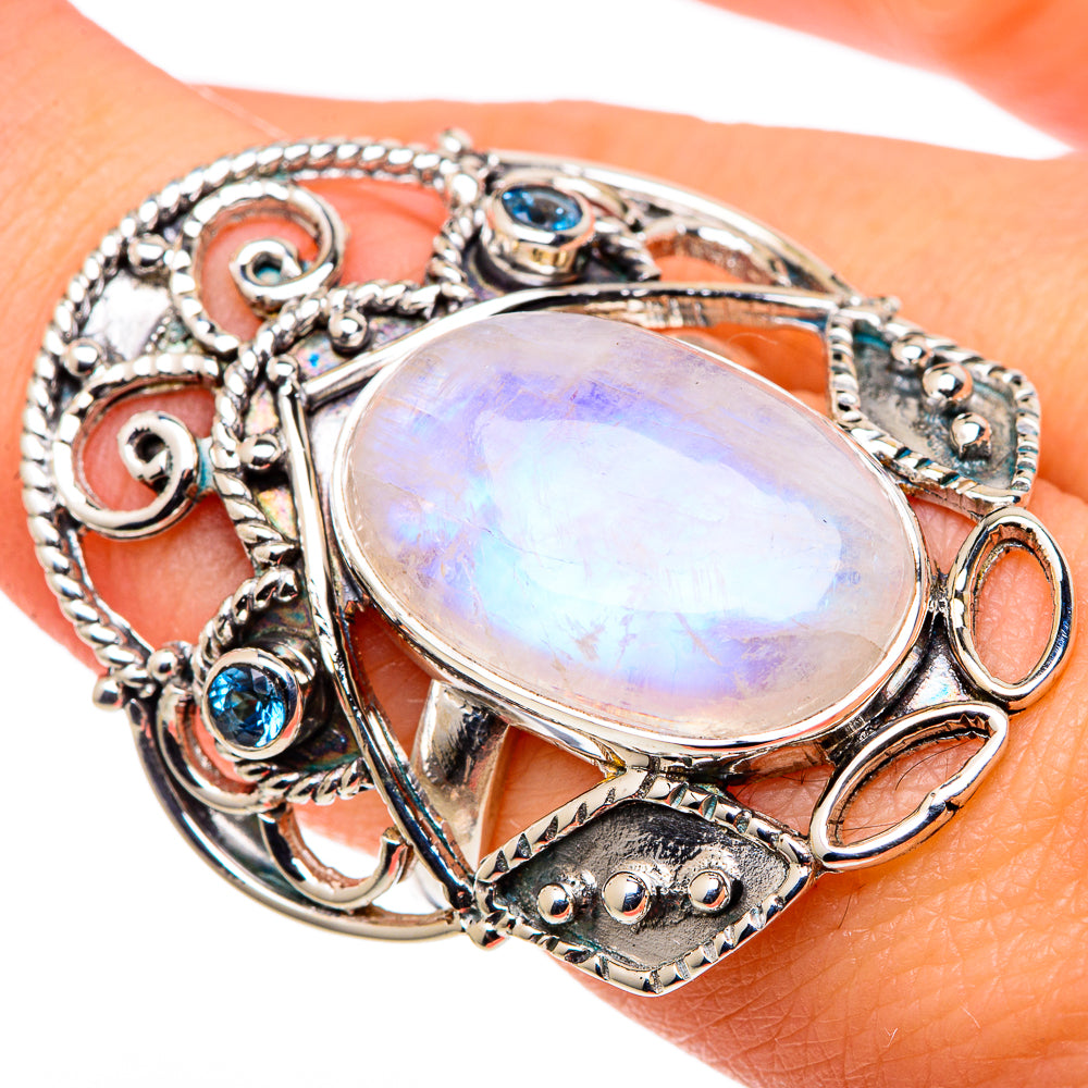 Rainbow Moonstone Rings handcrafted by Ana Silver Co - RING96377