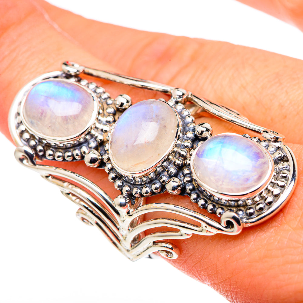 Rainbow Moonstone Rings handcrafted by Ana Silver Co - RING96378