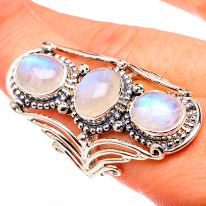 Rainbow Moonstone Rings handcrafted by Ana Silver Co - RING96378