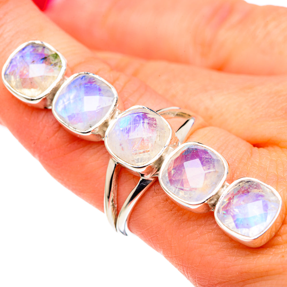 Rainbow Moonstone Rings handcrafted by Ana Silver Co - RING96379