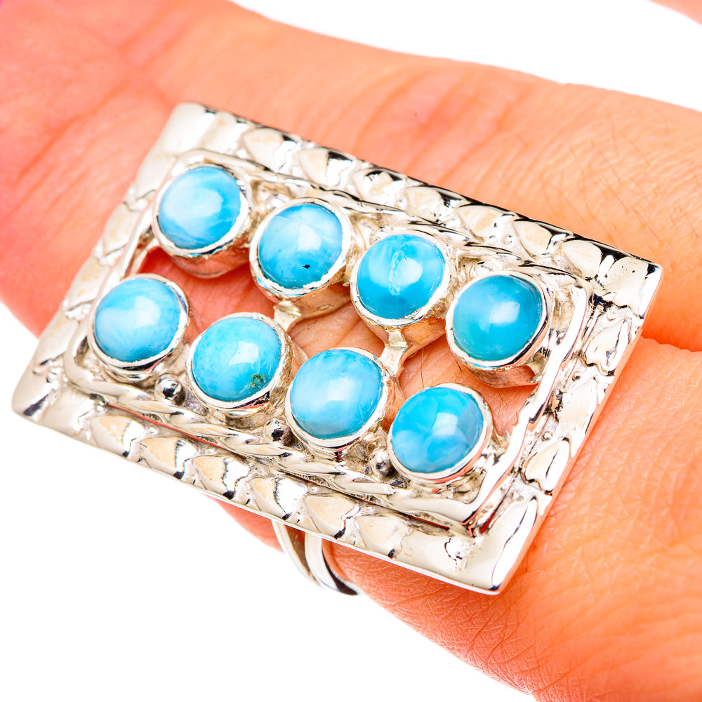 Rainbow Moonstone, Larimar, Blue Topaz Rings handcrafted by Ana Silver Co - RING96386
