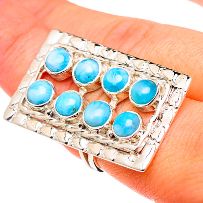 Rainbow Moonstone, Larimar, Blue Topaz Rings handcrafted by Ana Silver Co - RING96386