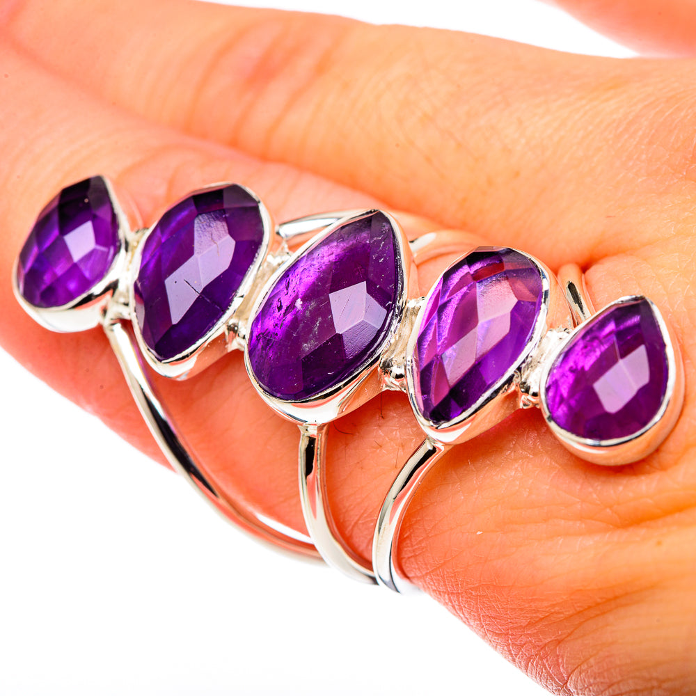 Tanzanite, Rainbow Moonstone Rings handcrafted by Ana Silver Co - RING96409