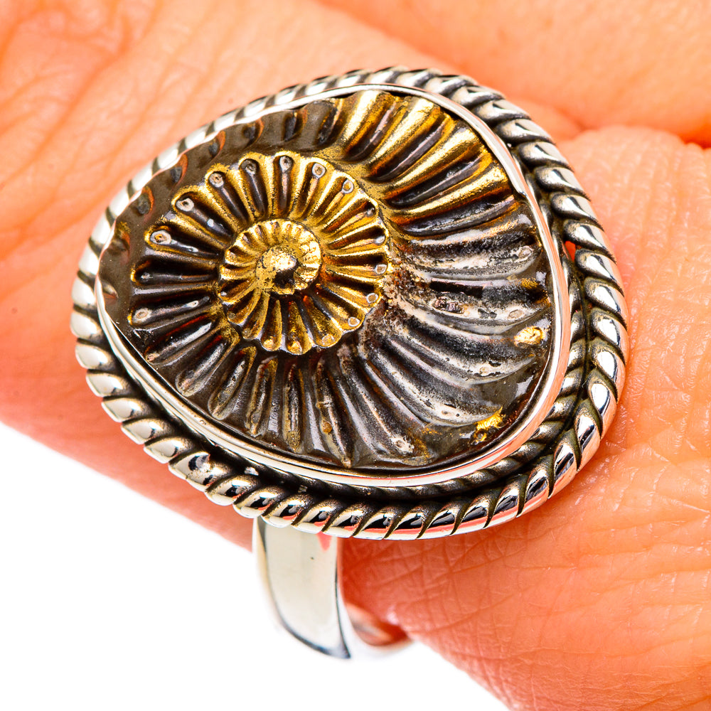 Pyrite Fossil Rings handcrafted by Ana Silver Co - RING96442