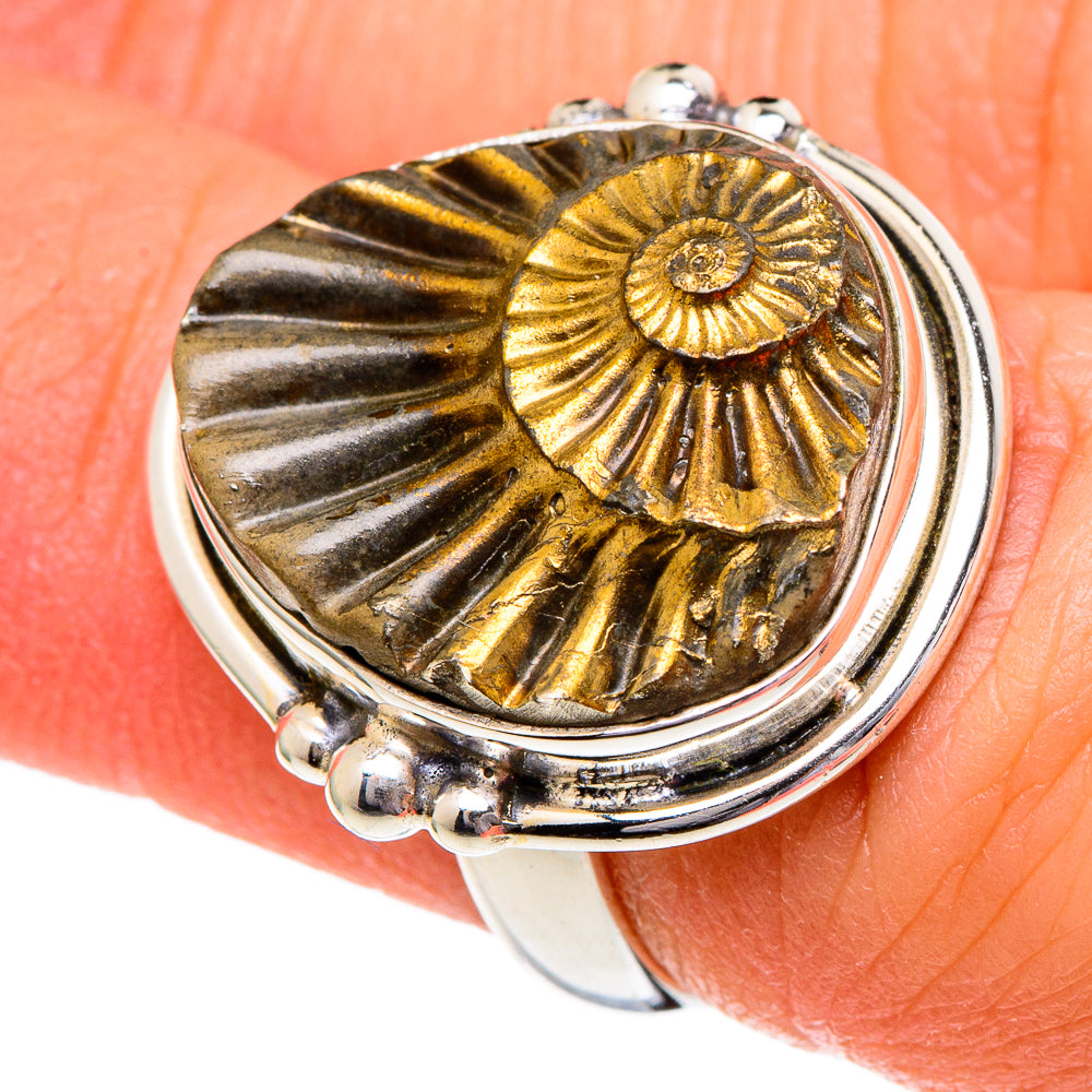 Pyrite Fossil Rings handcrafted by Ana Silver Co - RING96515