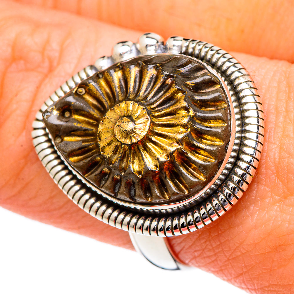 Pyrite Fossil Rings handcrafted by Ana Silver Co - RING96534